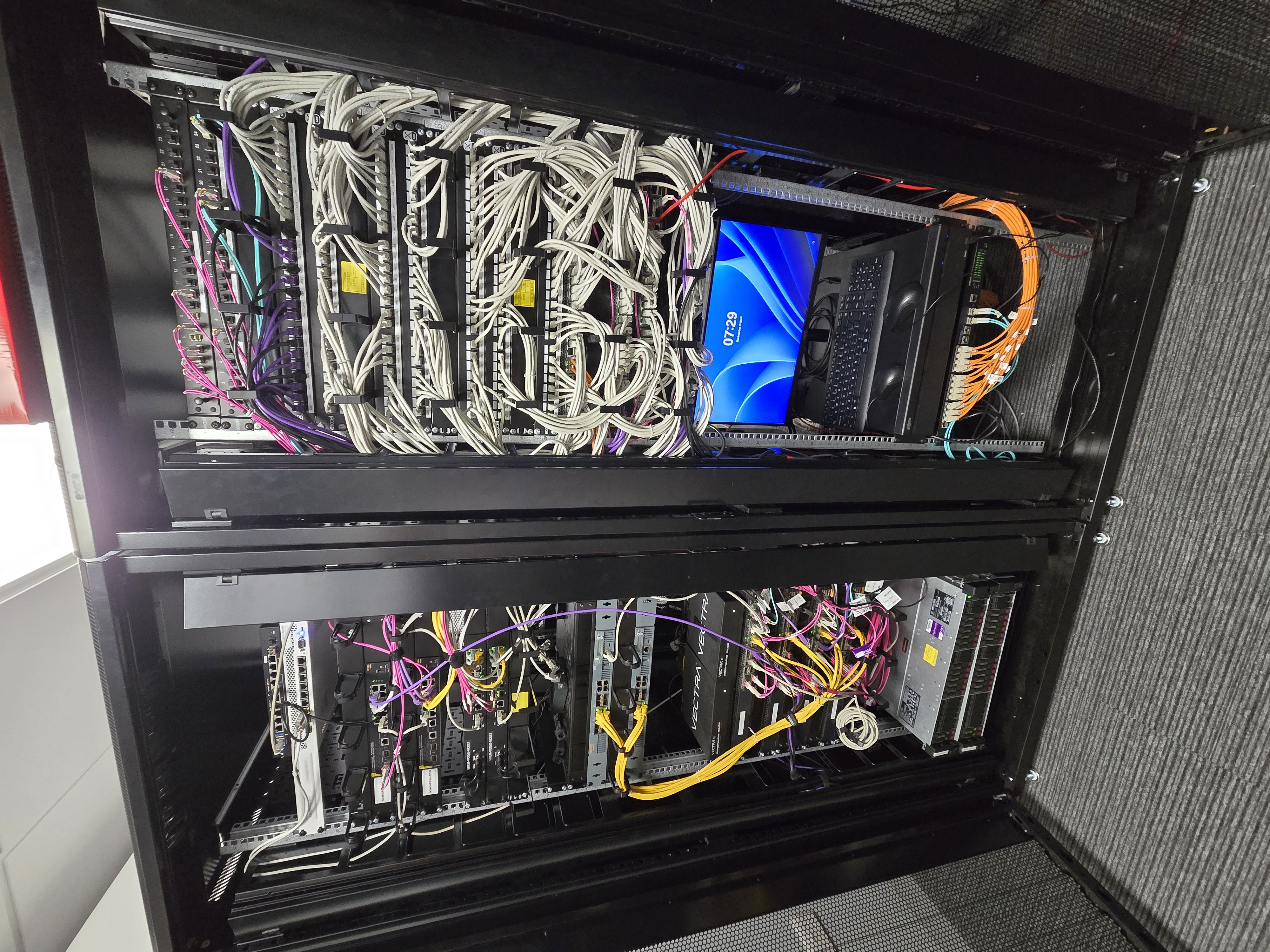 Fully commissioned server room — two racks, live infrastructure