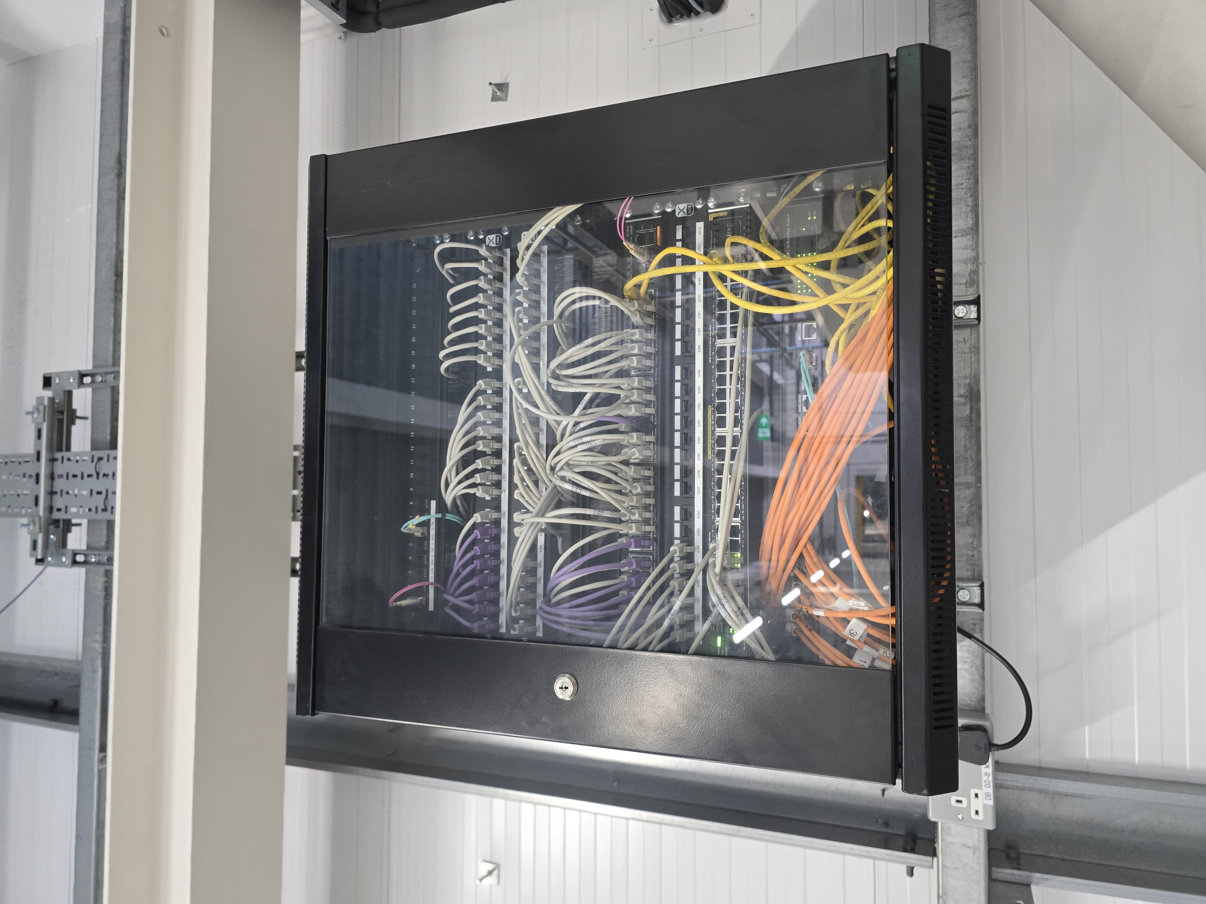 Factory wall-mount network cabinet installed